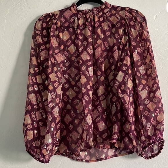 Ulla Johnson Sandrine Blouse - Maroon, Cream, Metallic Gold - Picture 4 of 7